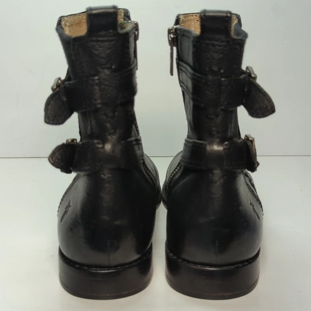 Frye Anna Gore Black Label Leather Ankle Bootie boots womans size 6.5